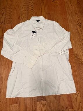 Alfani Men's White Long-Sleeve Linen Button-Up Shirt